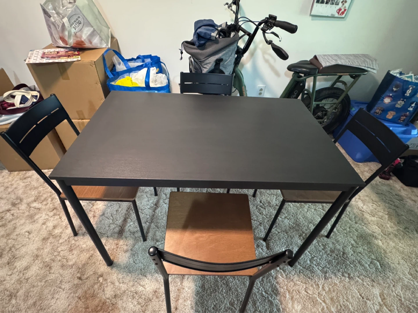 Dark Brown Dining Table with 4 Chairs