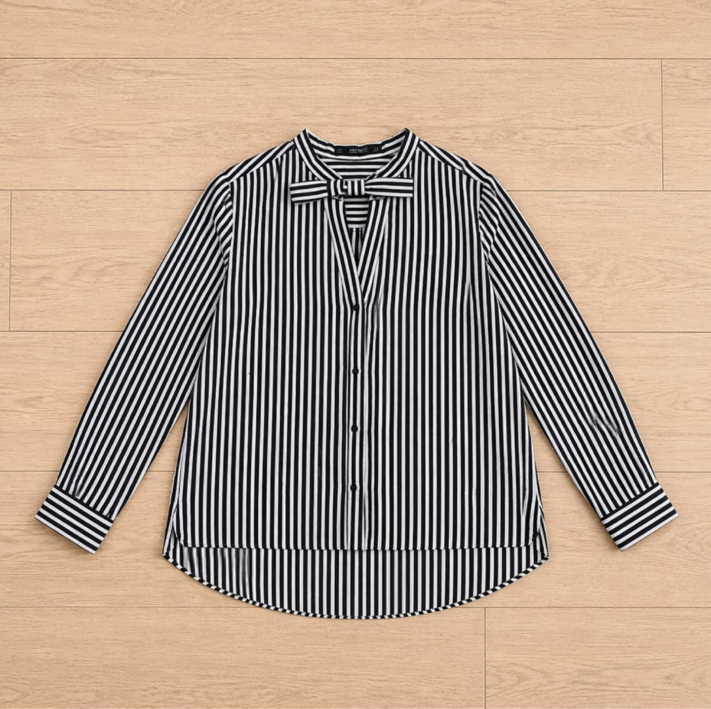 Zara Black & White Stripe Button Down Blouse - photo 2