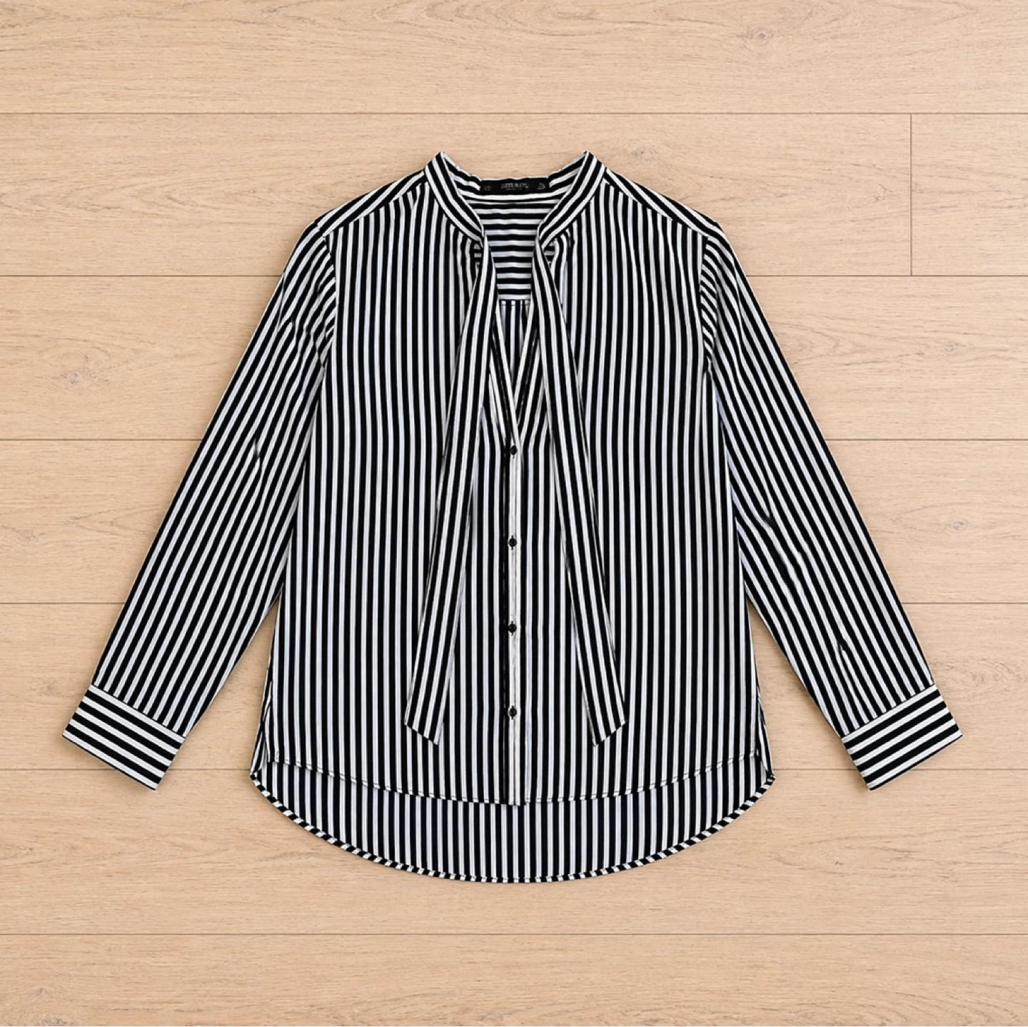 Zara Black & White Stripe Button Down Blouse - photo 3