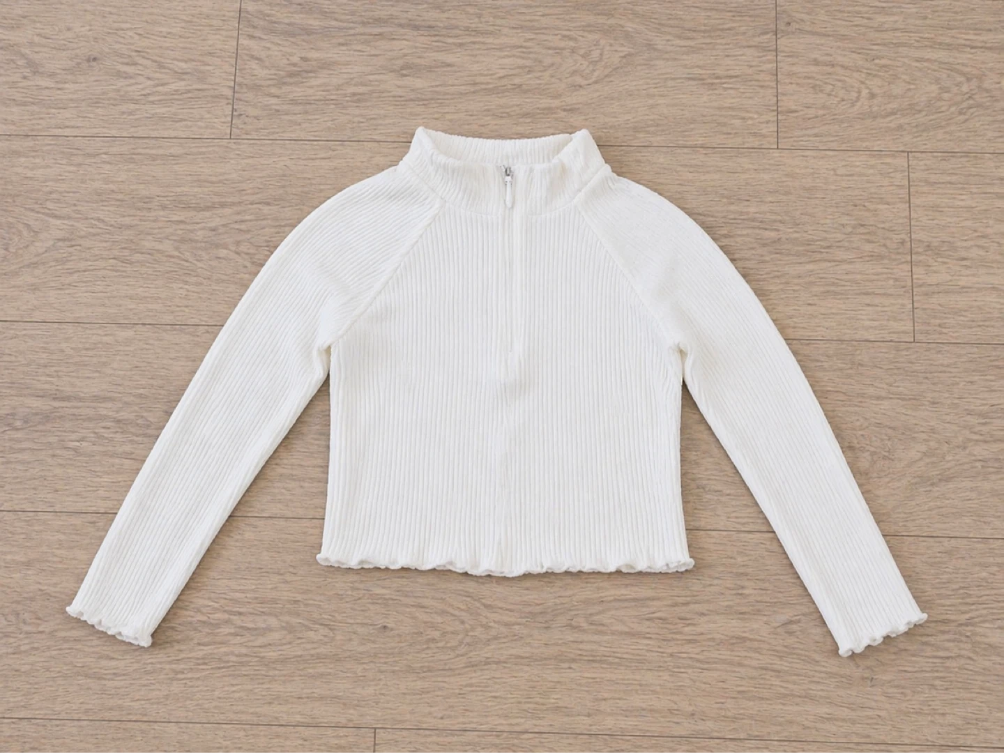 Shein White Ribbed Long Sleeve Crop Top - photo 2