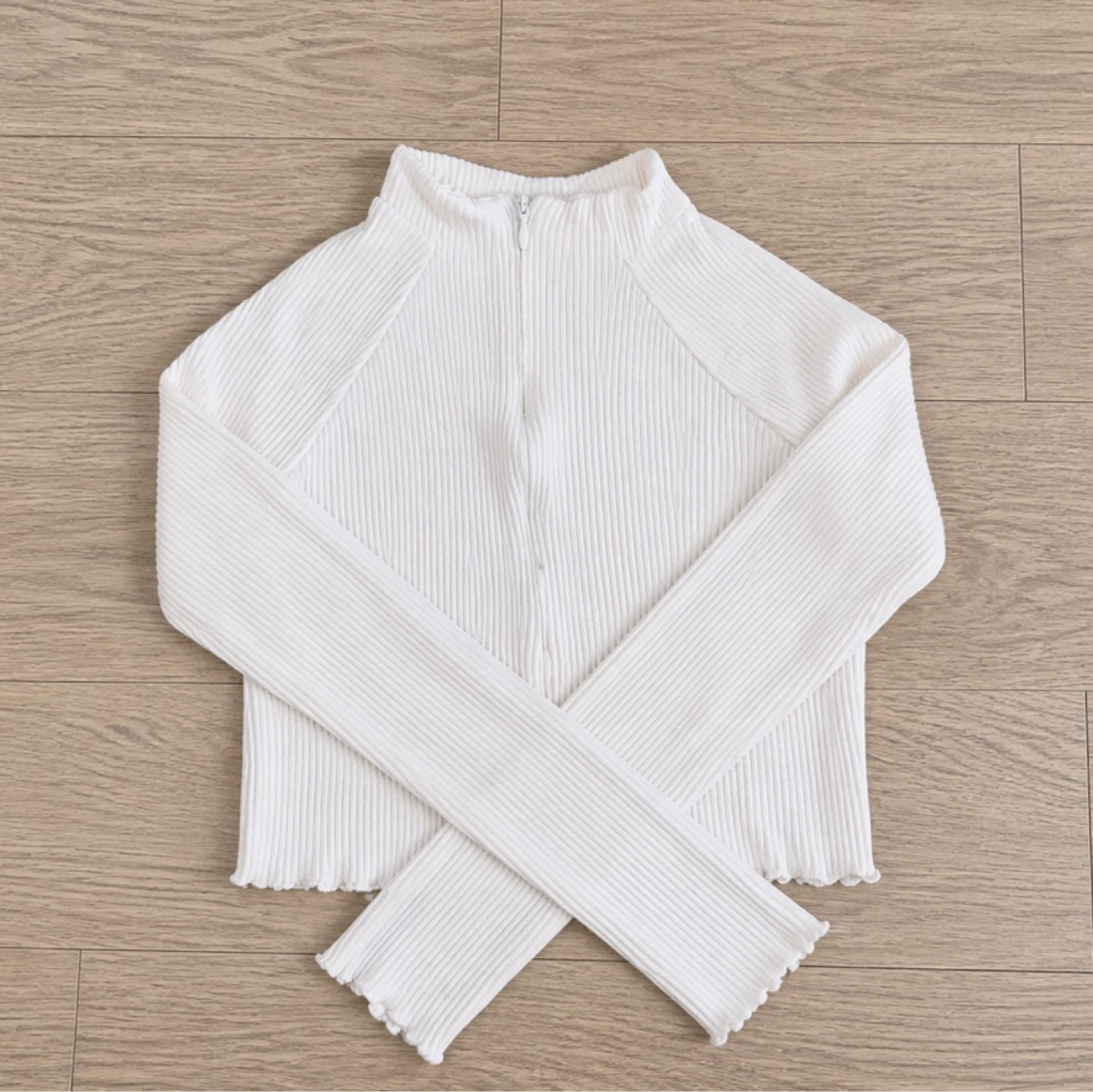 Shein White Ribbed Long Sleeve Crop Top - photo 3