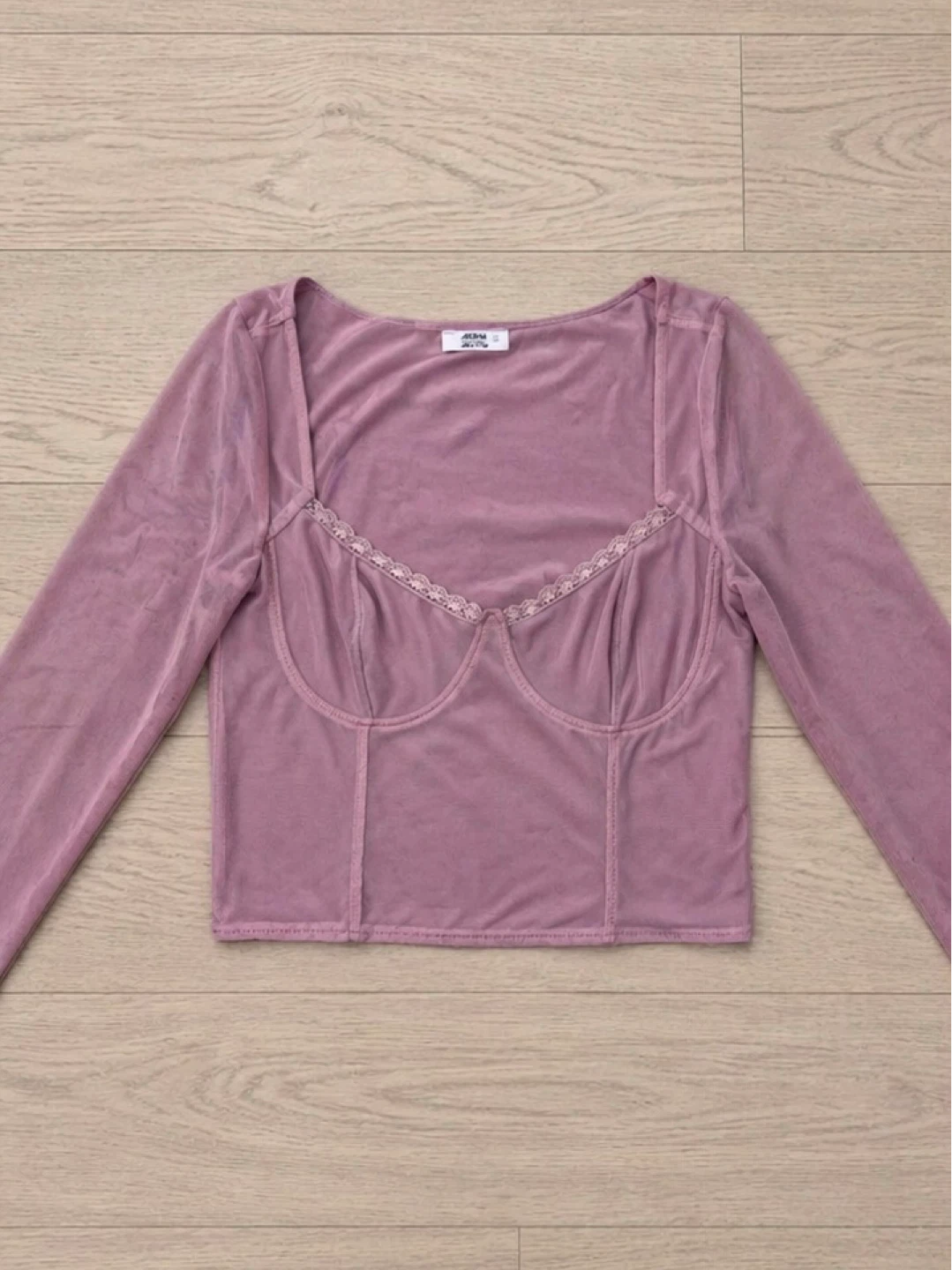 Ardene Pink Mesh Bustier Crop Top - photo 3