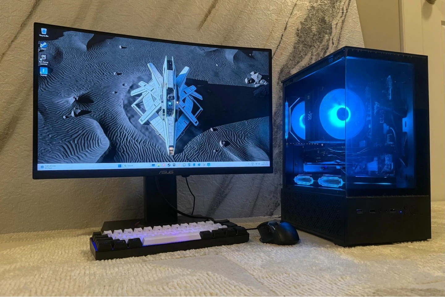 1080p Beast Gaming PC + Curved 144Hz Monitor & RGB Peripherals