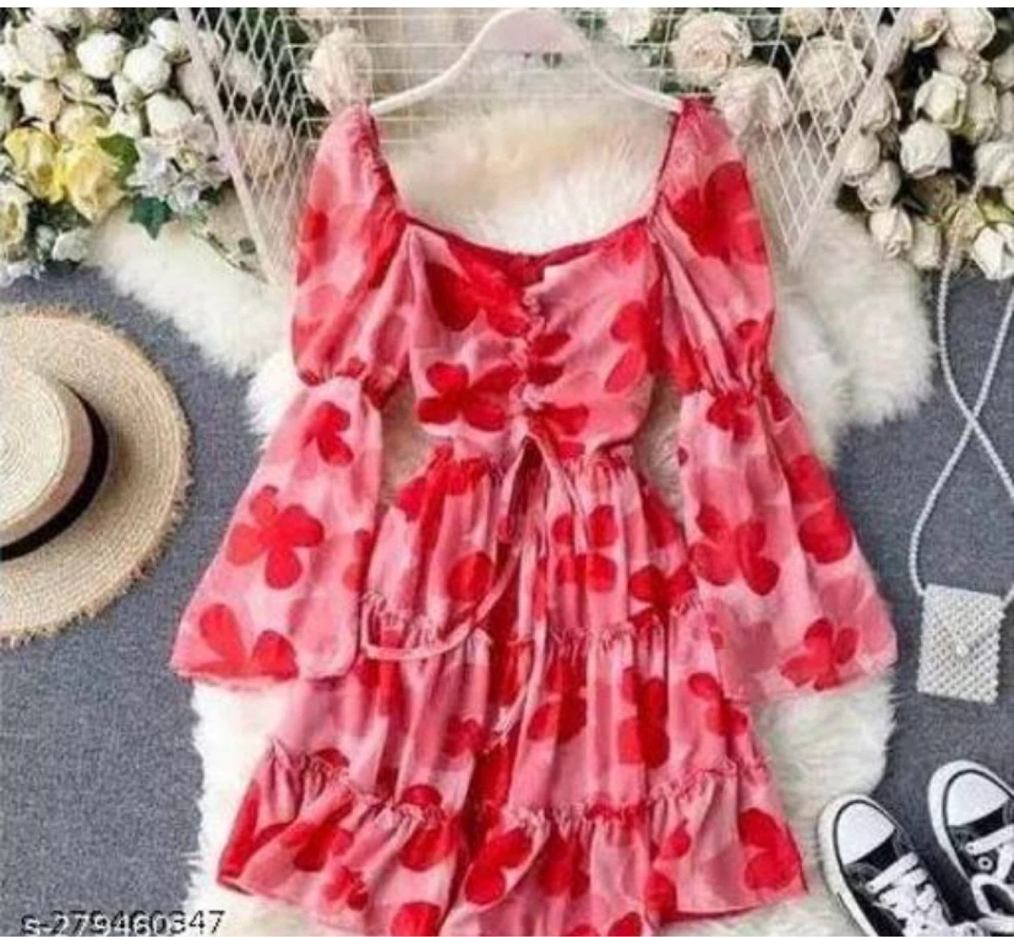 Pink Floral Puff Sleeve Mini Dress - photo 2