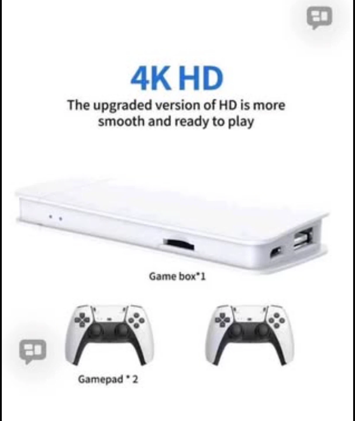 4K HD Wireless Game Console with 2 Controllers - photo 3