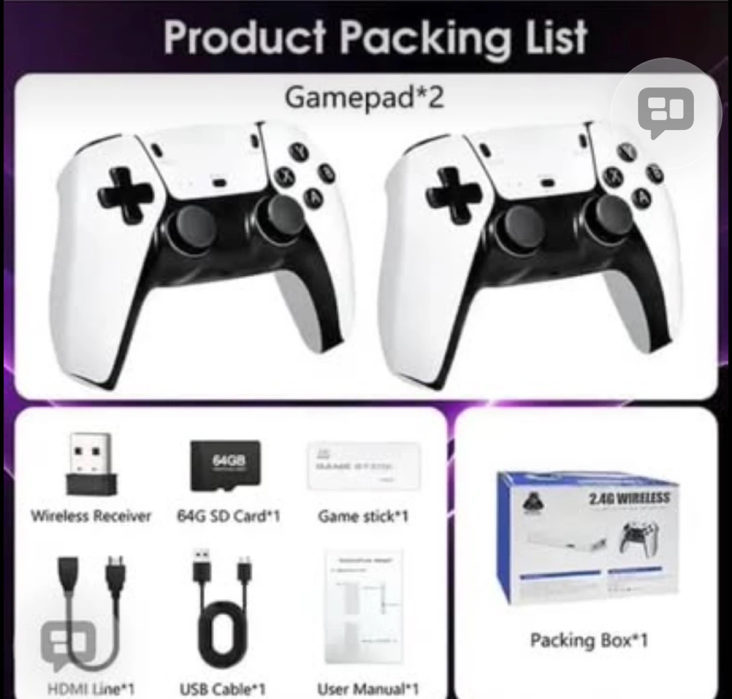 4K HD Wireless Game Console with 2 Controllers