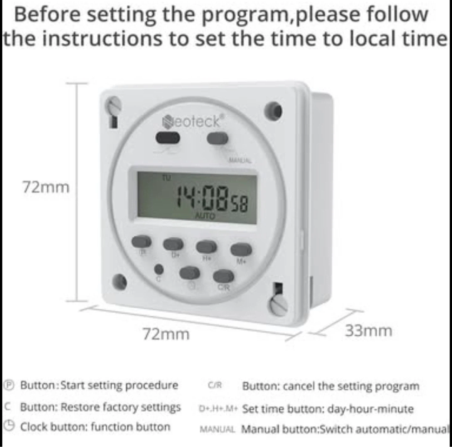 Neoteck 12V 16A Digital Timer Switch - photo 2