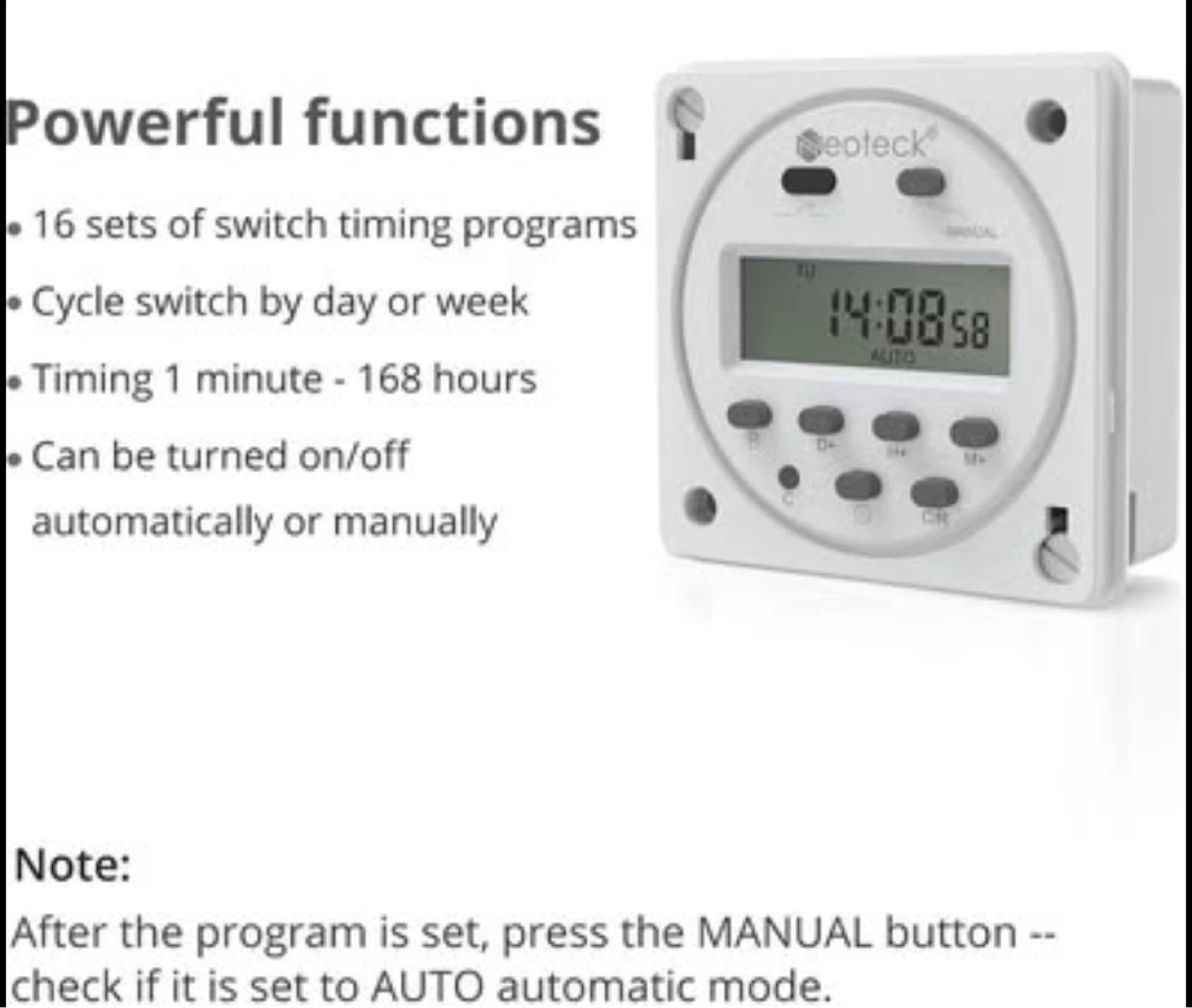 Neoteck 12V 16A Digital Timer Switch - photo 3