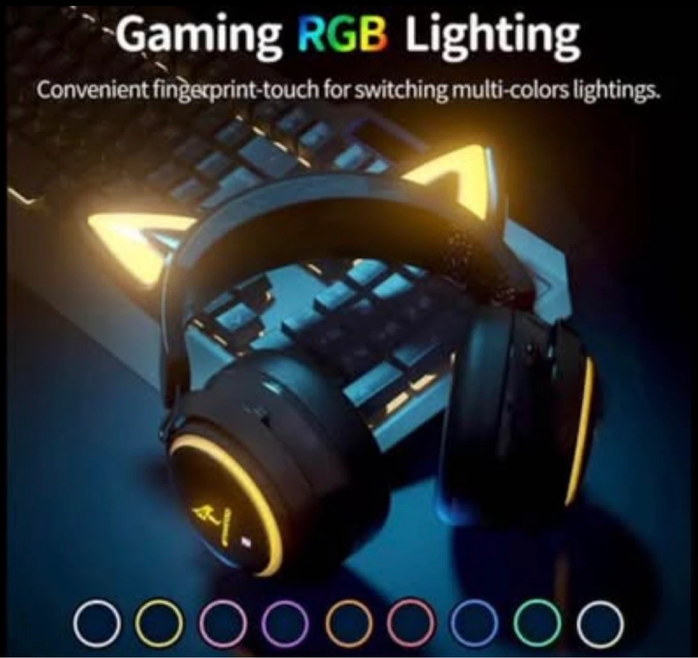 SONIC G5510 Black Cat Ear Gaming Headphones with RGB Lighting - photo 2