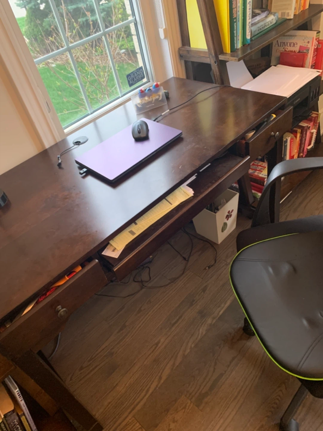 Dark Wood Desk with Drawers