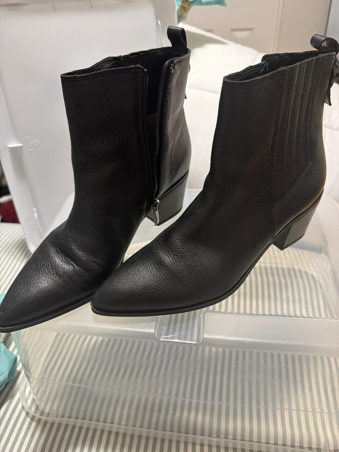 Franco Sarto Women’s Black Leather Ankle Boots - Size 7.5