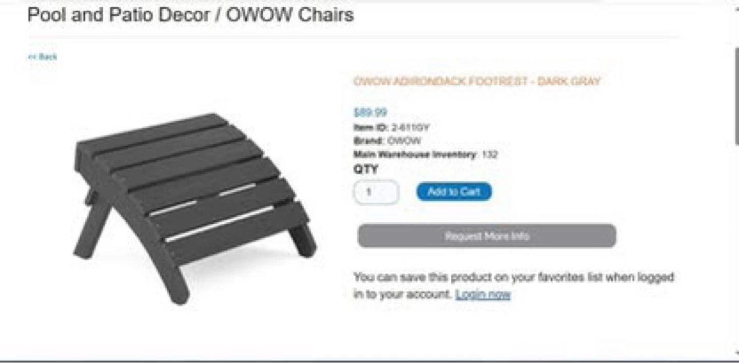 OWOW Adirondack Footrest - Dark Gray - photo 4