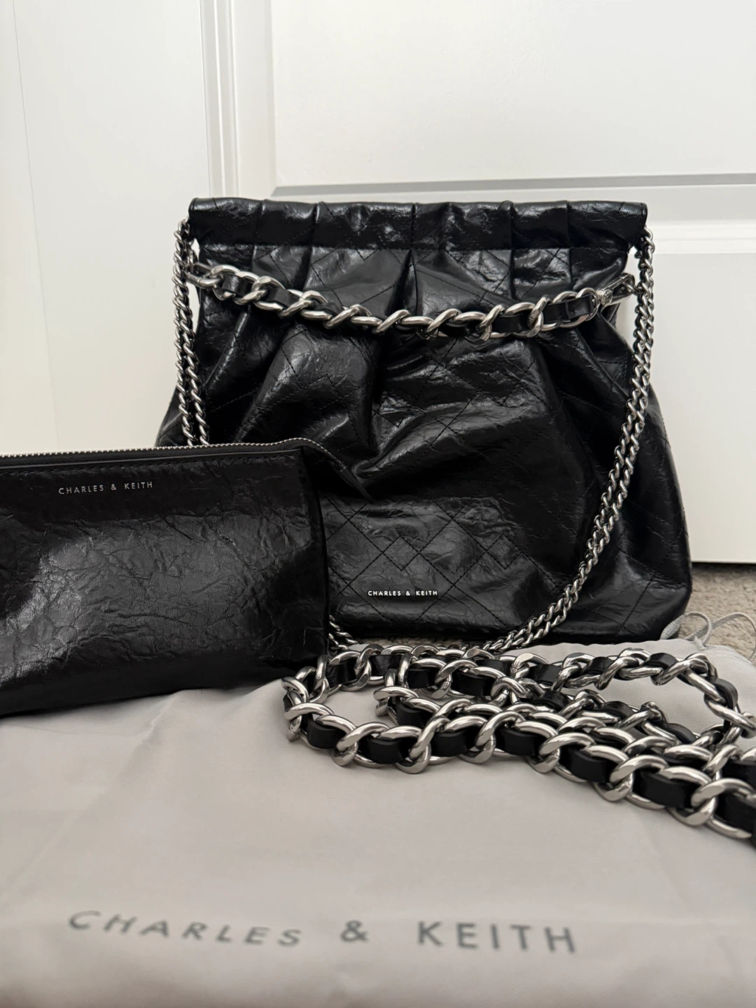Charles and Keith Dou Double Chain Hobo Bag