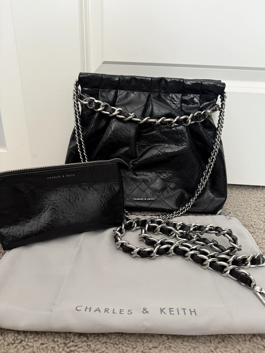 Charles and Keith Dou Double Chain Hobo Bag - photo 2
