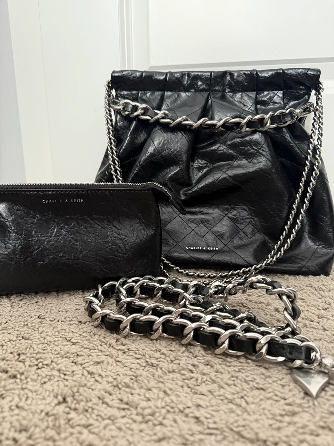 Charles and Keith Dou Double Chain Hobo Bag - photo 3