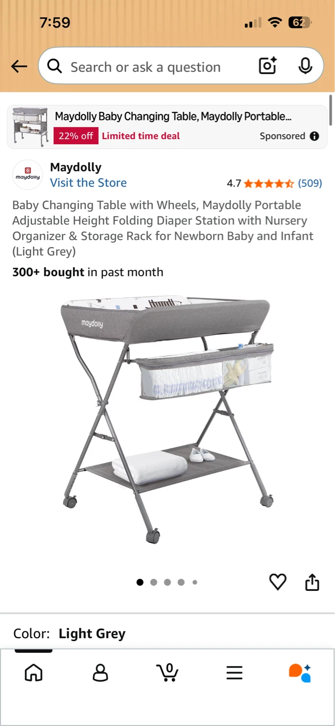 Maydolly Baby Changing Table with Wheels