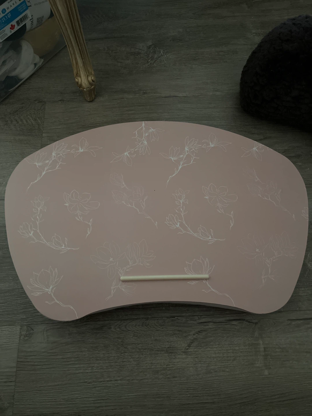 Pink Floral Laptop Lap Desk with Padded Cushion