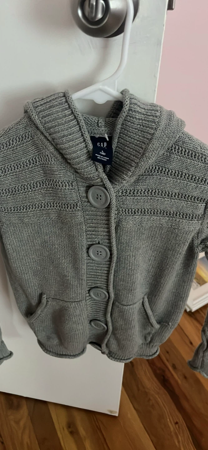 Gap Kids Gray Hooded Cardigan Sweater