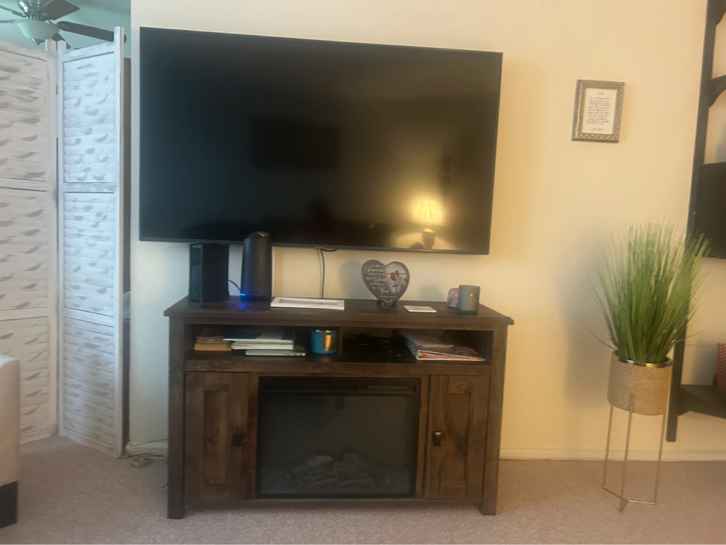 Wood TV Stand with Electric Fireplace - photo 2
