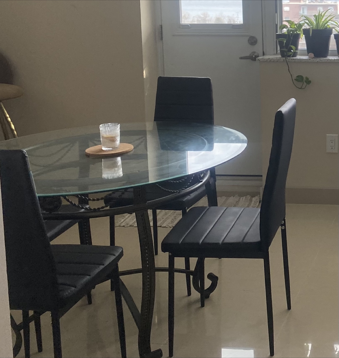 Glass Top Dining Table with 4 chairs