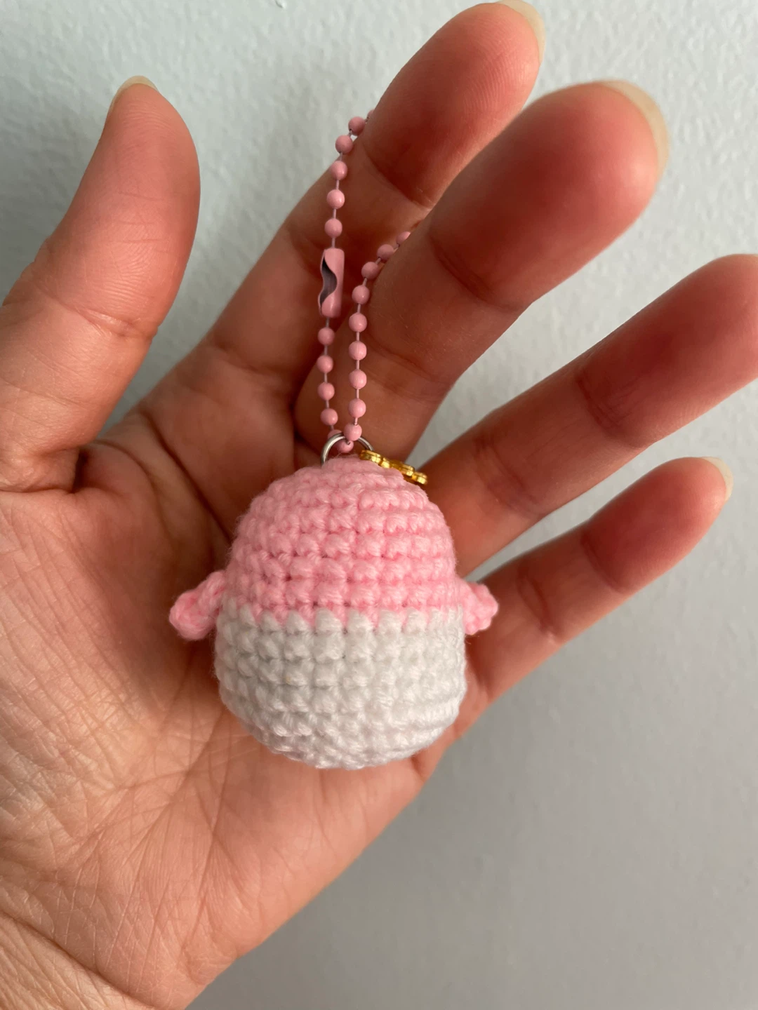 Crocheted Penguin Keychain - Pink & White - photo 4