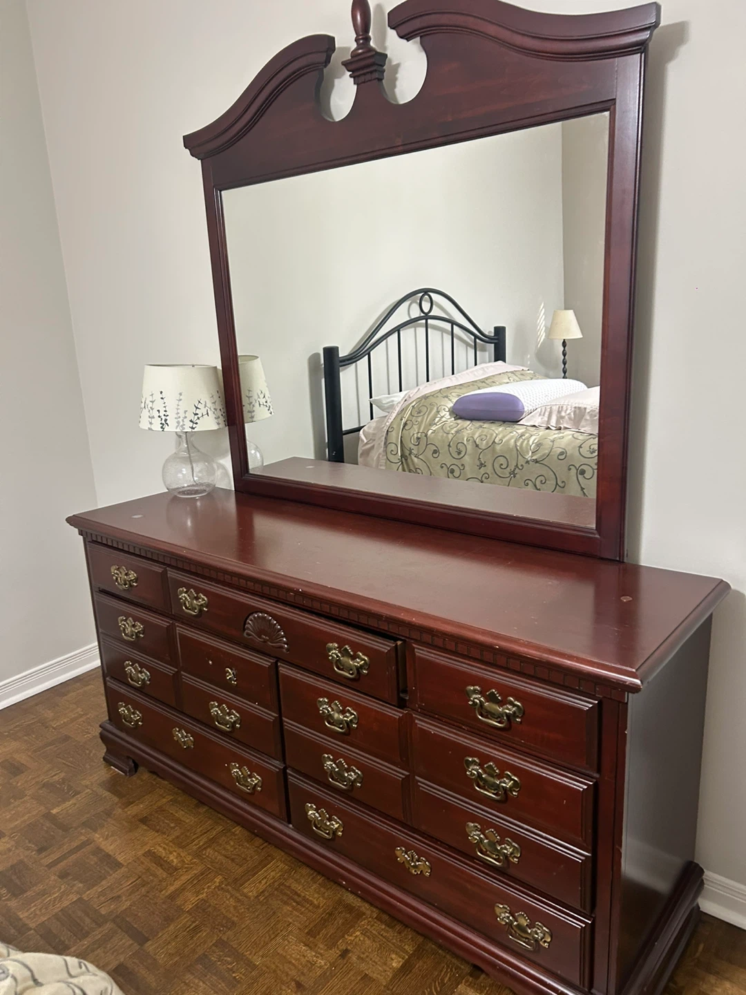 Dark Cherry Dresser with Mirror
