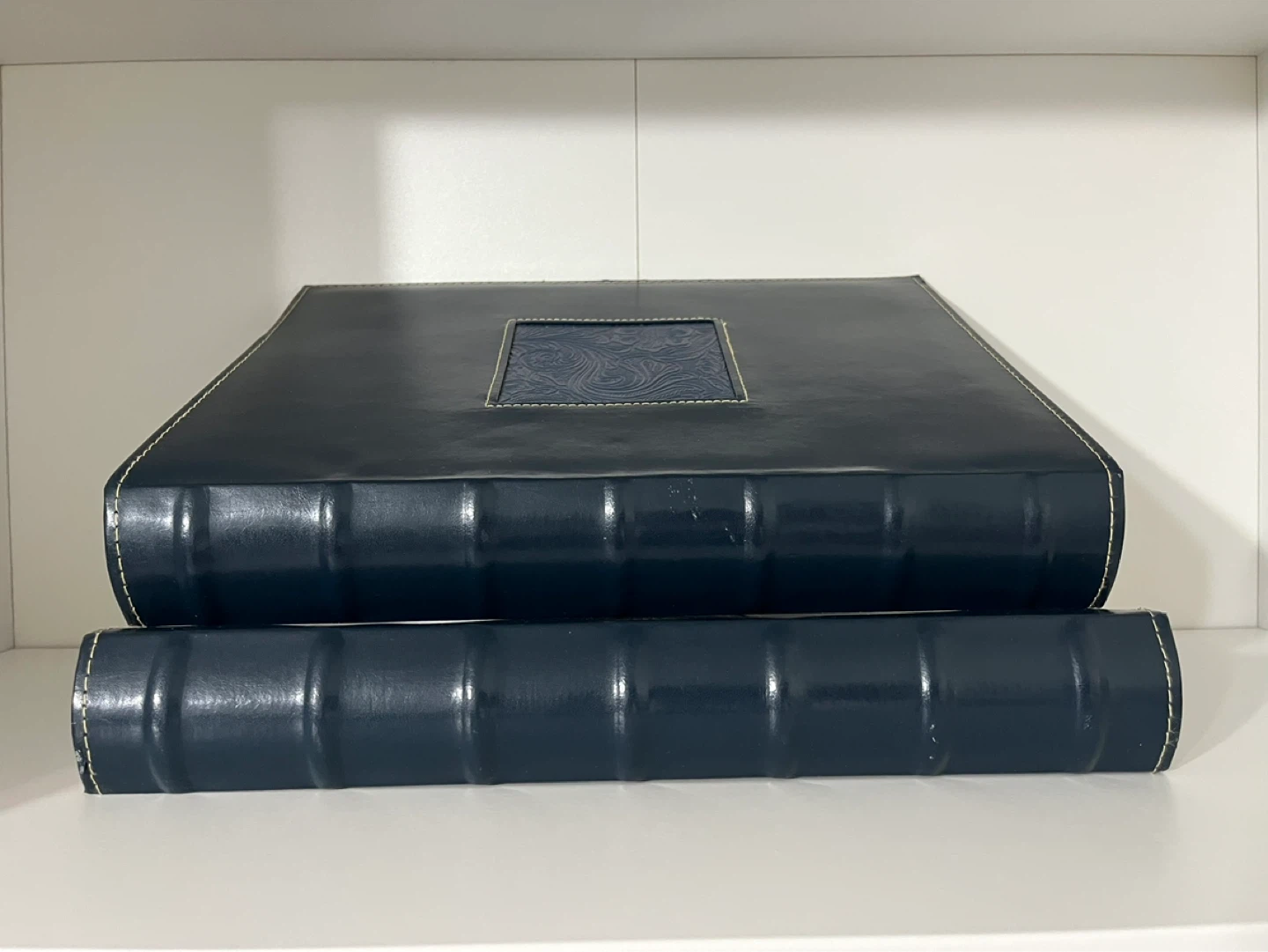🌱 Blue Leather Photo Album with Embossed Design - photo 3