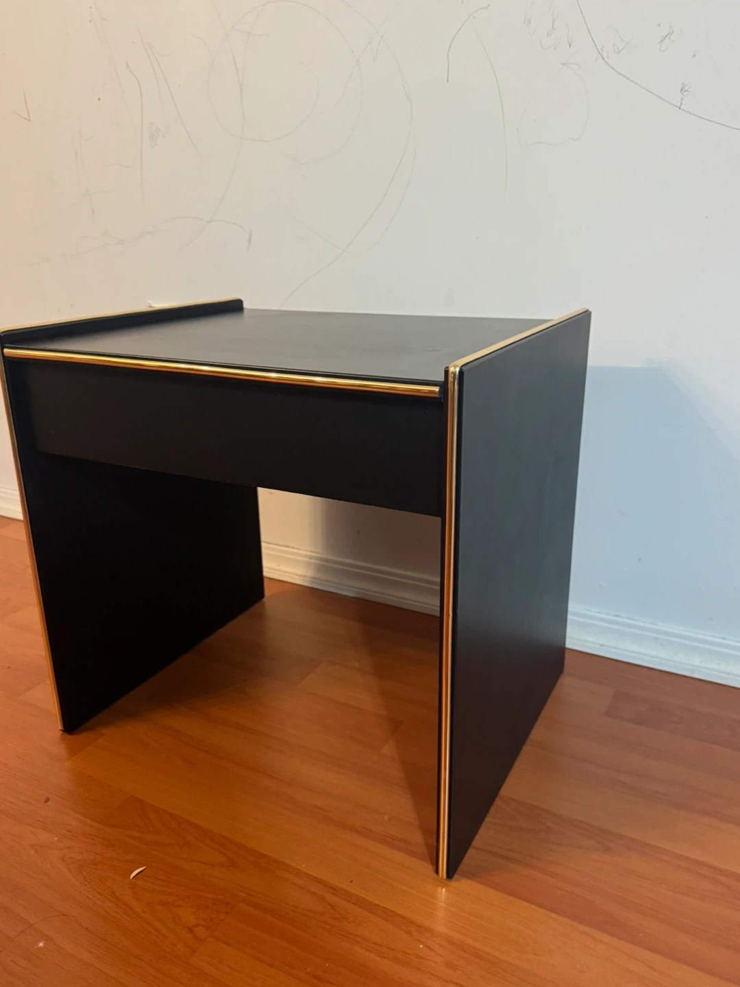 Black Accent Table with Gold Trim