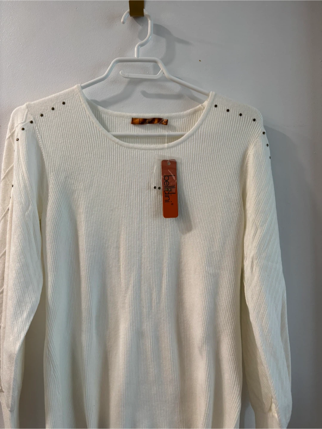 White Studded Crewneck Sweater - photo 2