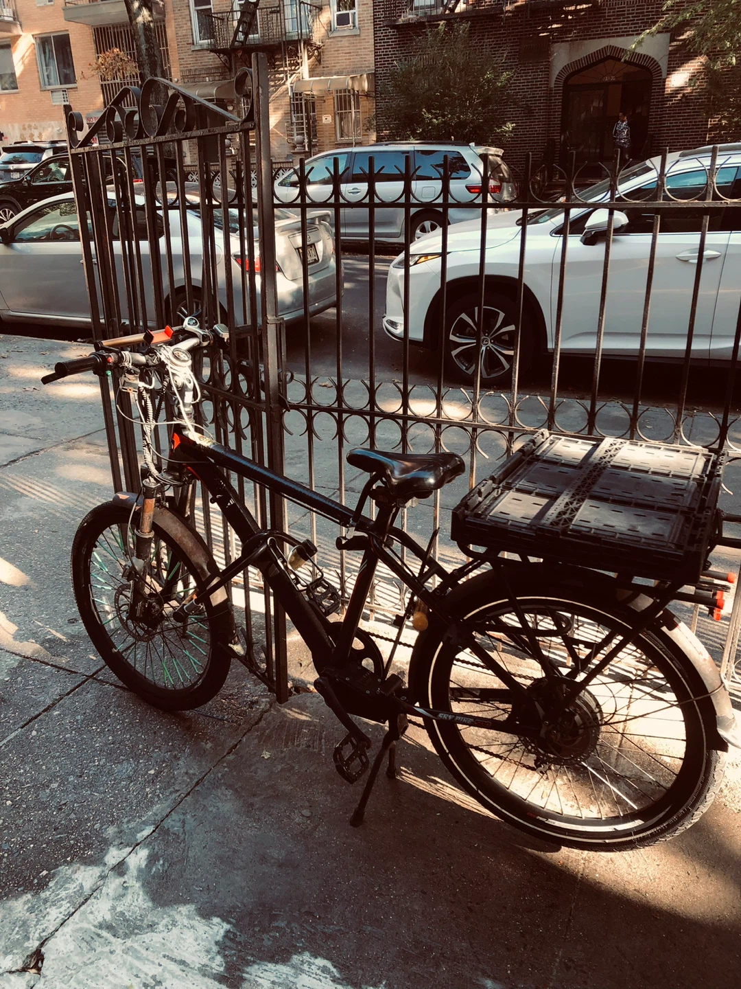 Black Electric Bike with Rear Rack