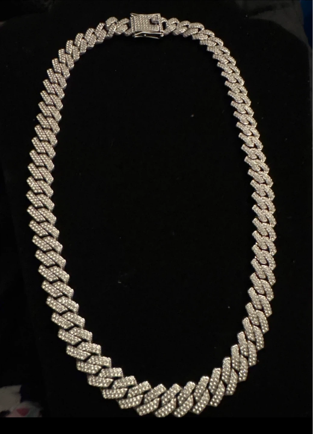 🌱 14mm VVS 18K White Gold SS Iced Out Moissanite Cuban chain - photo 2