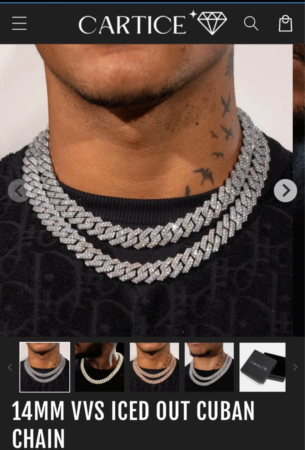🌱 14mm VVS 18K White Gold SS Iced Out Moissanite Cuban chain - photo 5