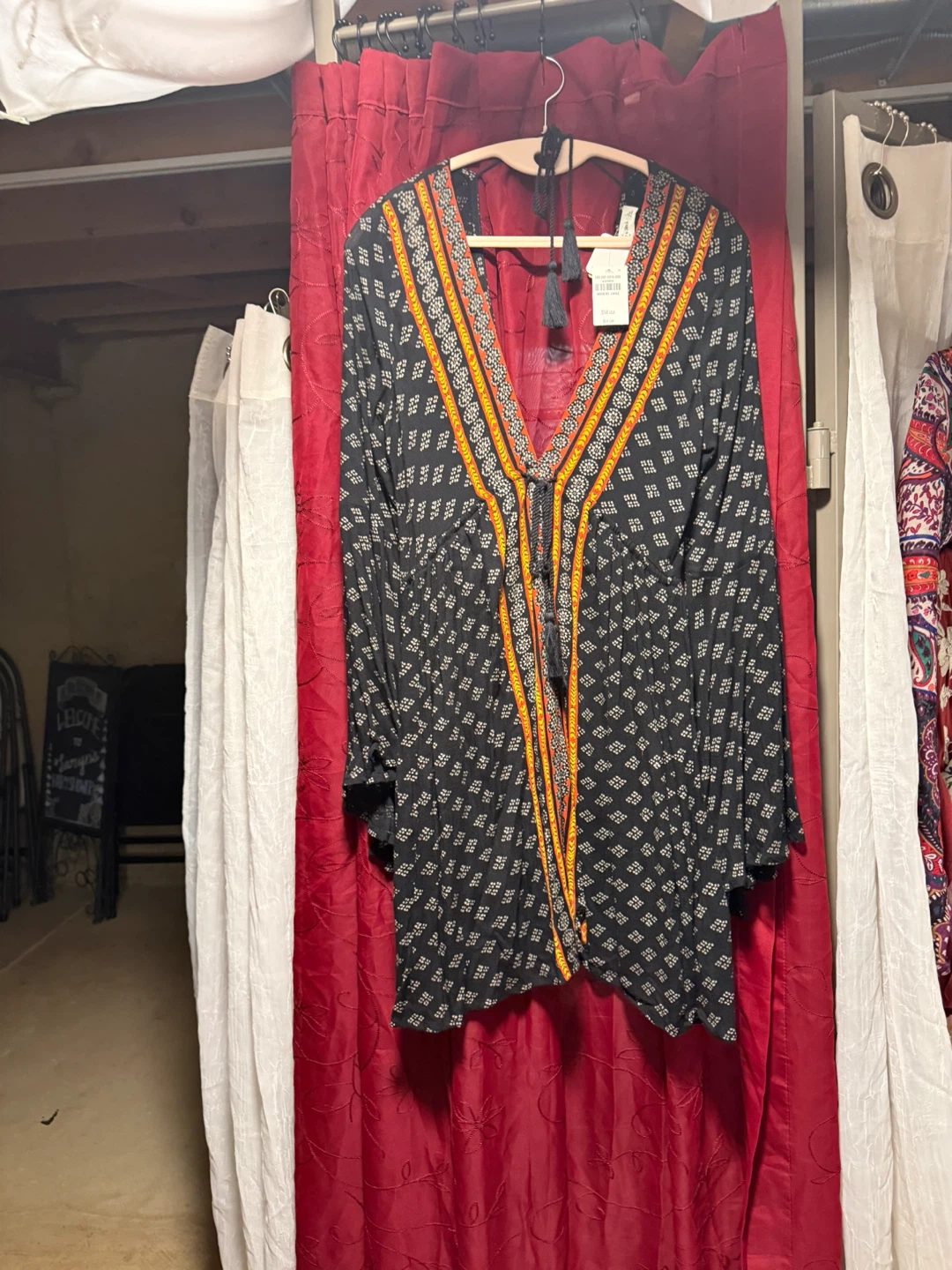Abercrombie & Fitch Black Boho Tassel Tunic Top Size L - photo 2
