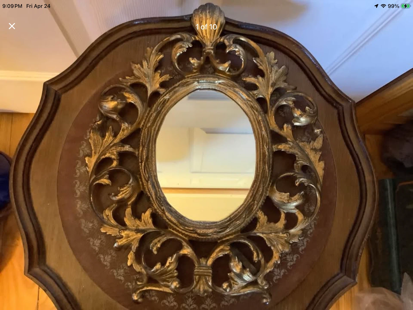 Vt Gold Col Gilt Filigree Metal Oval Vanity Mirror 🐞