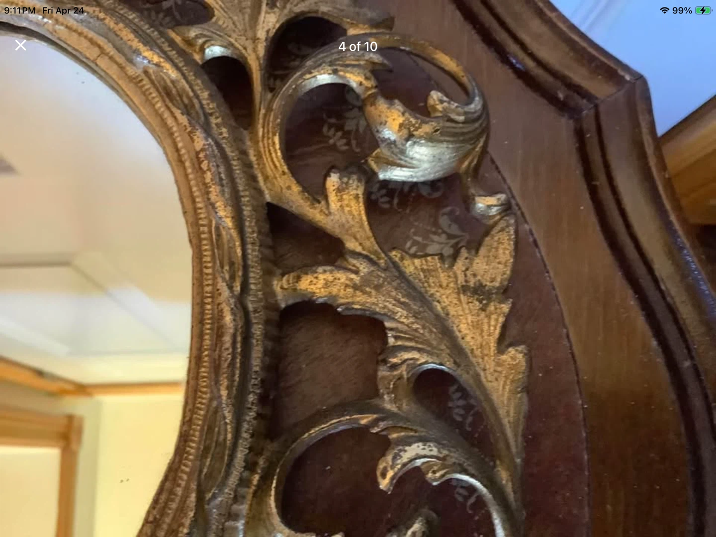 Vt Gold Col Gilt Filigree Metal Oval Vanity Mirror 🐞 - photo 5