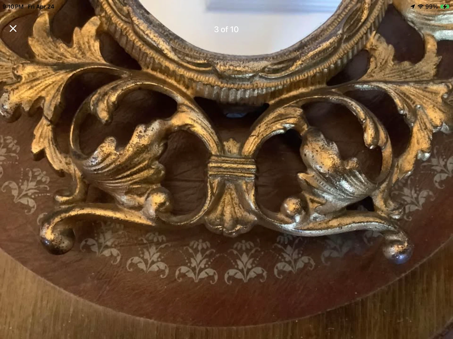 Vt Gold Col Gilt Filigree Metal Oval Vanity Mirror 🐞 - photo 4