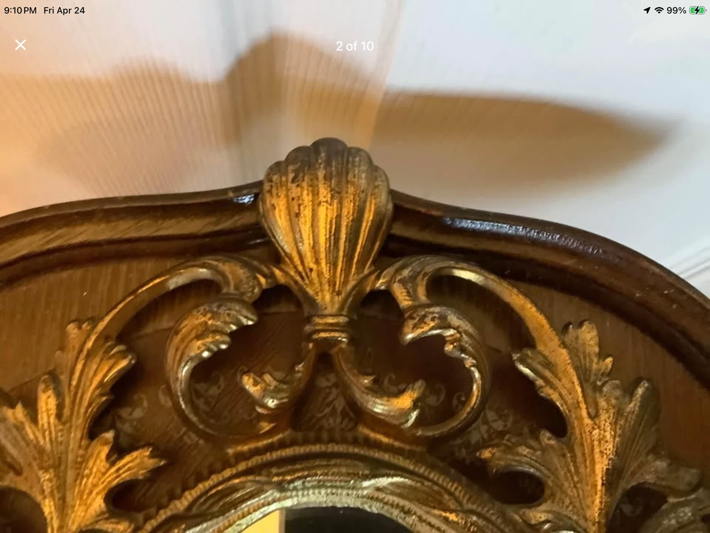 Vt Gold Col Gilt Filigree Metal Oval Vanity Mirror 🐞 - photo 2