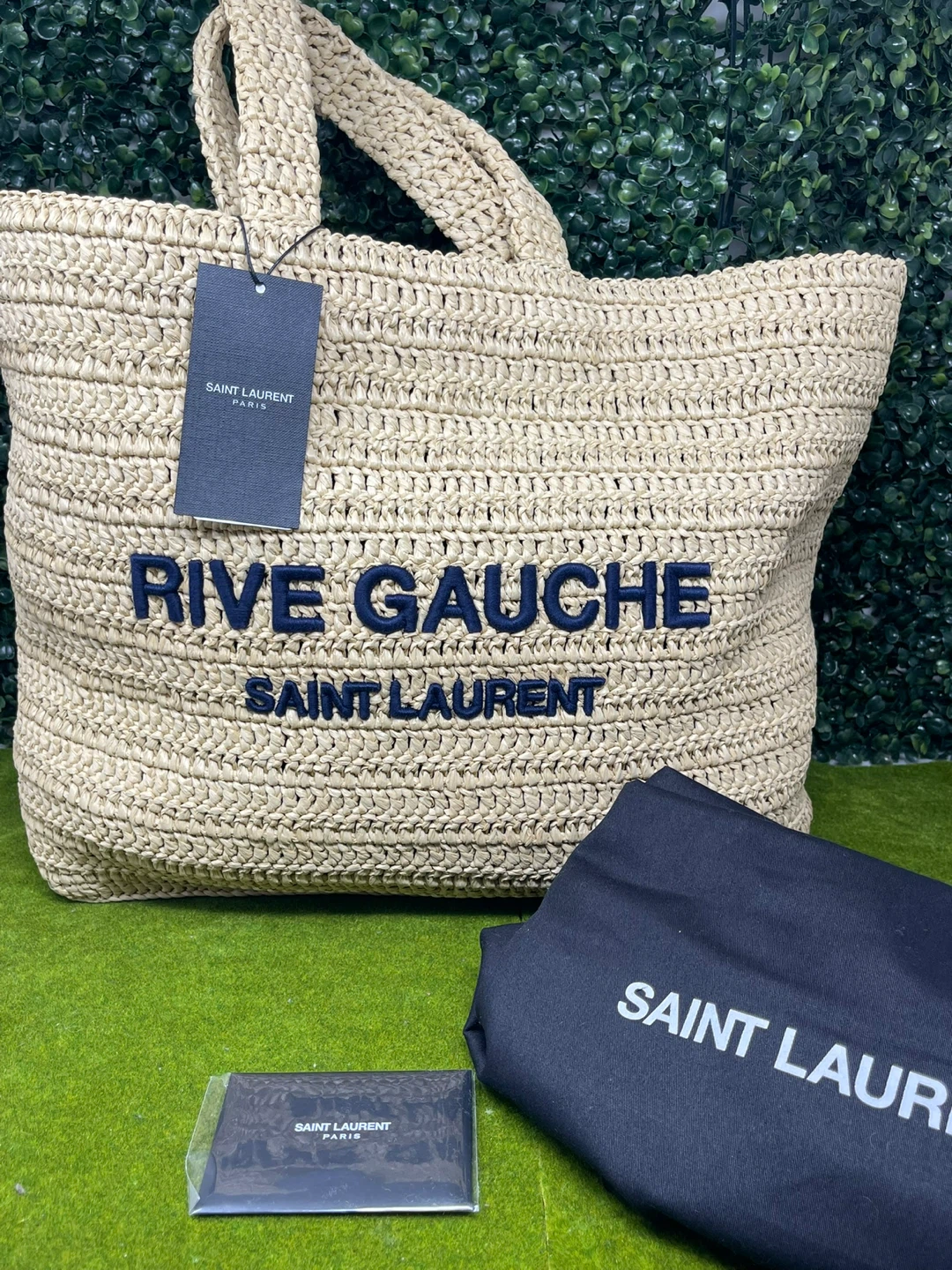 Authentic Brandnew Saint Laurent Rive Gauche Straw Tote Bag