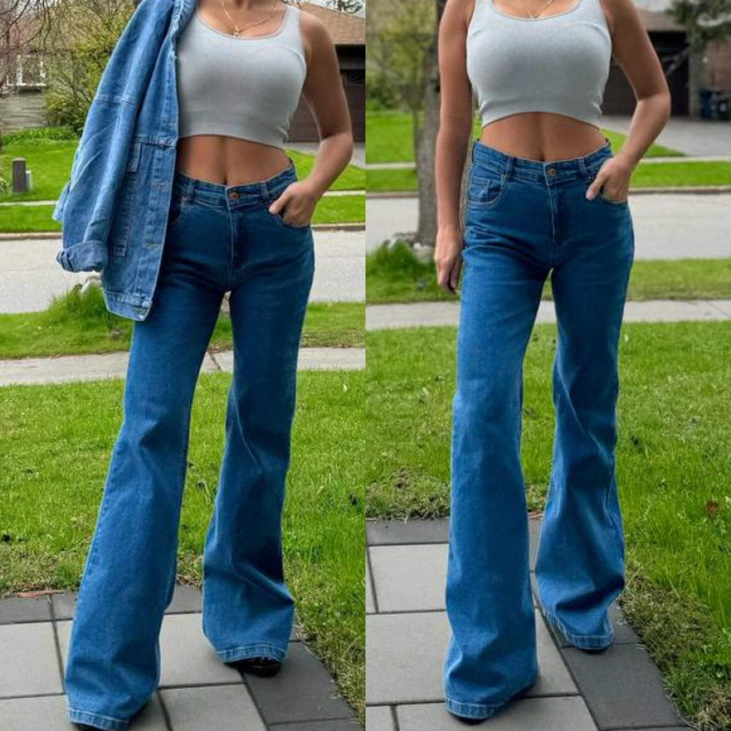 Women's Flared Blue Jeans - photo 4