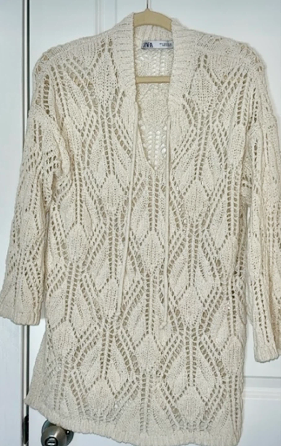 Zara crochet knit long top sweater boho retro - photo 2