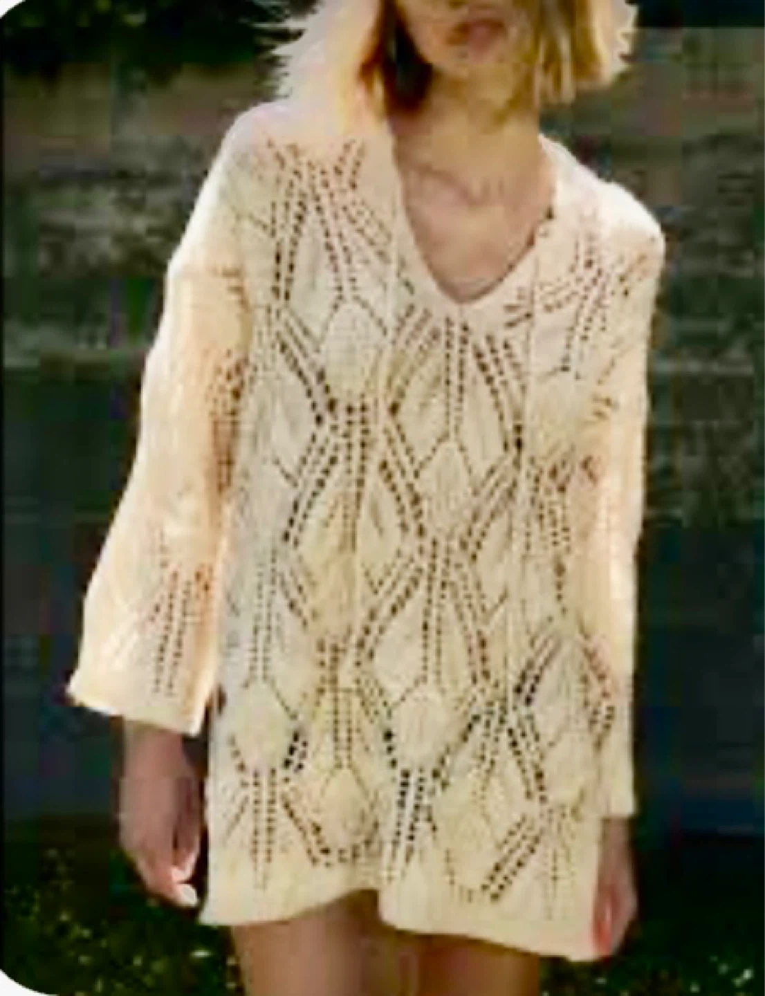 Zara crochet knit long top sweater boho retro