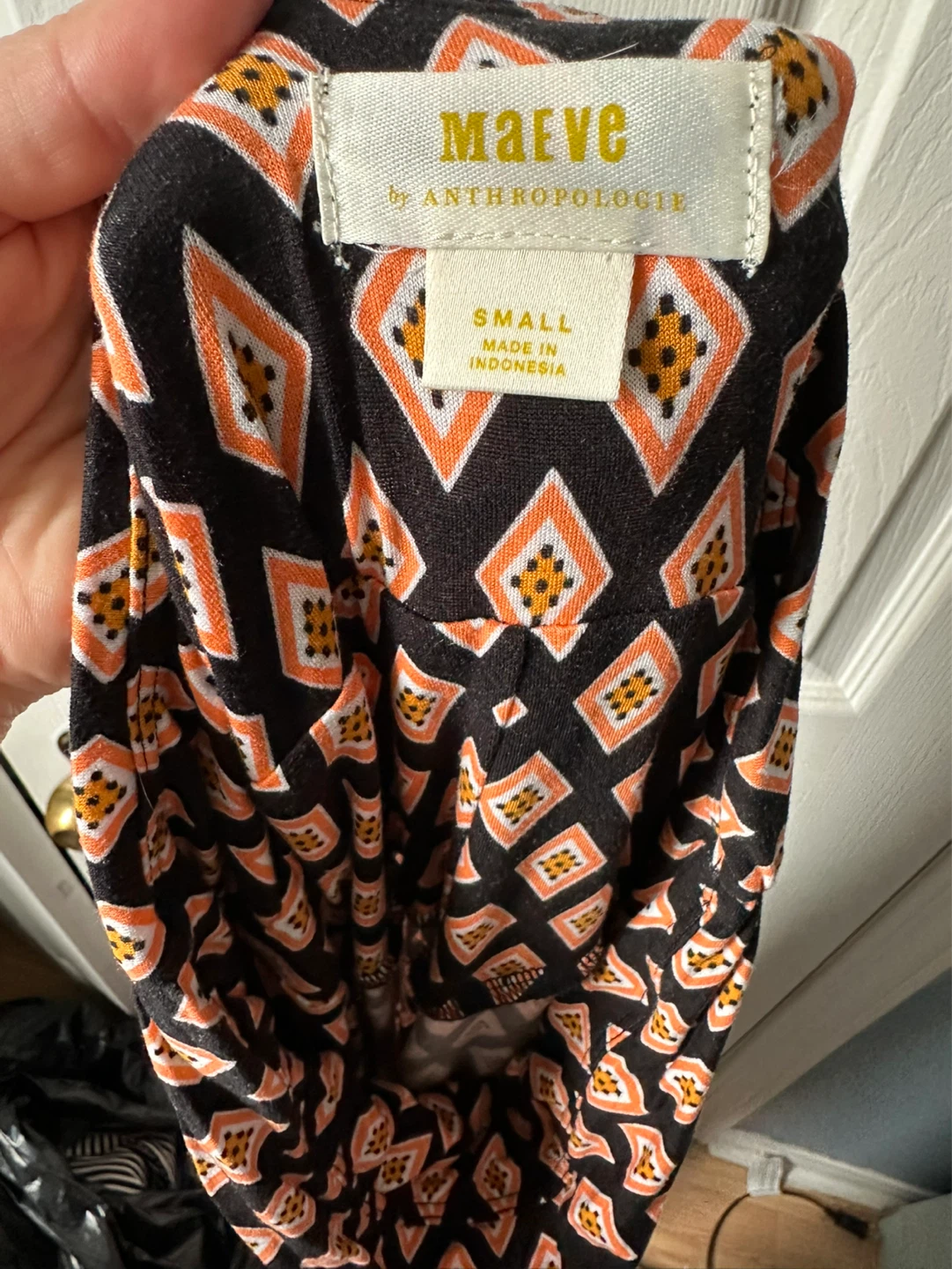 Black Orange Diamond Print Dress - photo 2