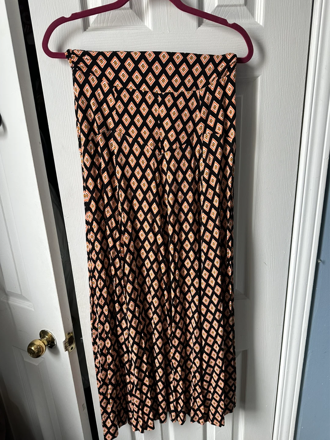 Black Orange Diamond Print Dress