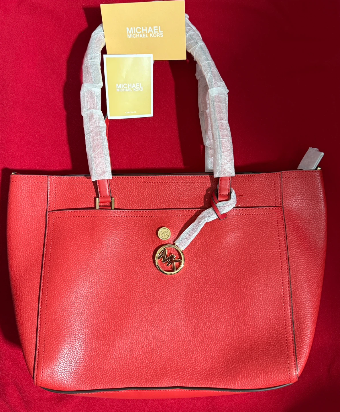 🌱 Michael Kors Tote Bag with Matching Wallet and Pouch - Red - photo 4