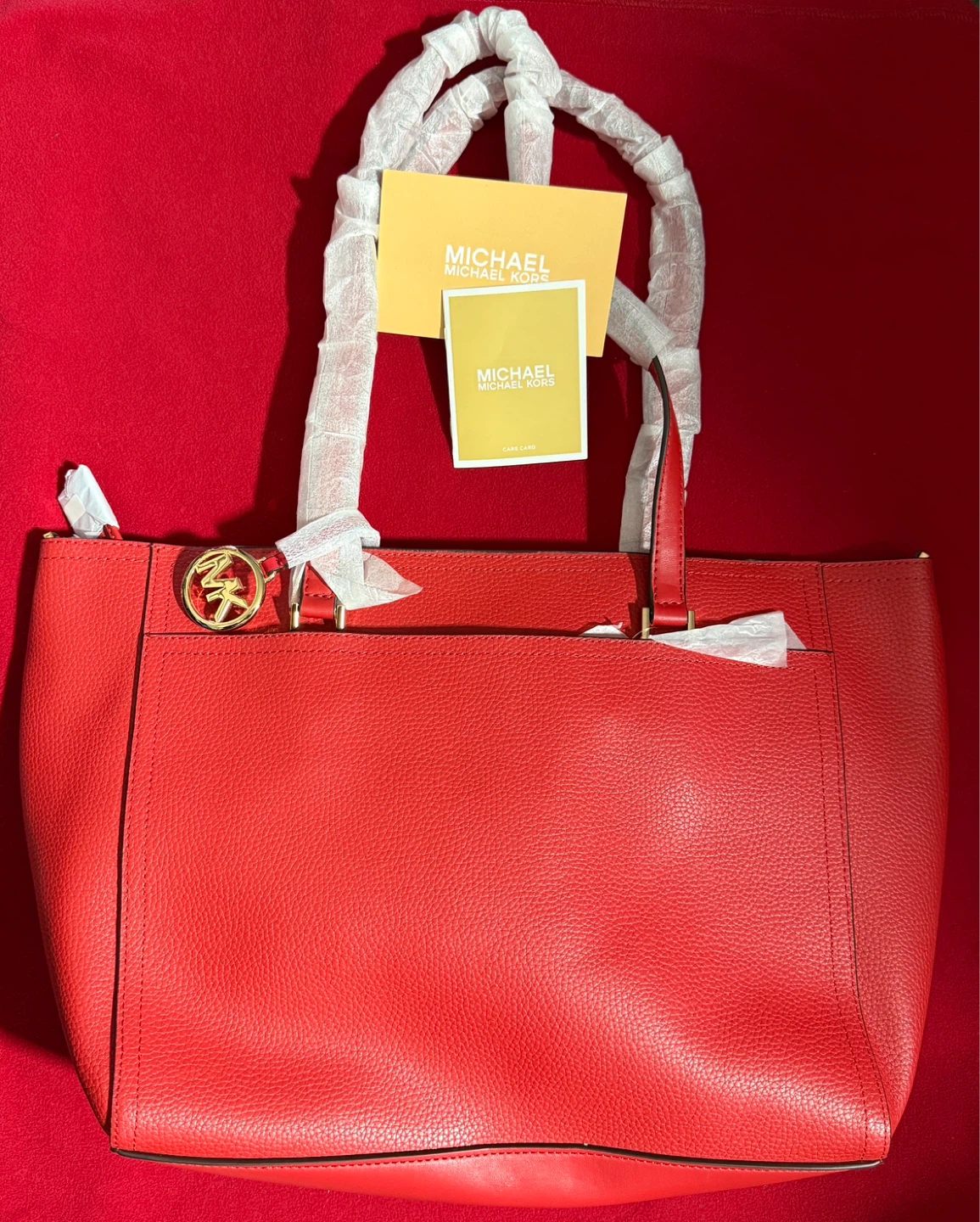 🌱 Michael Kors Tote Bag with Matching Wallet and Pouch - Red - photo 5