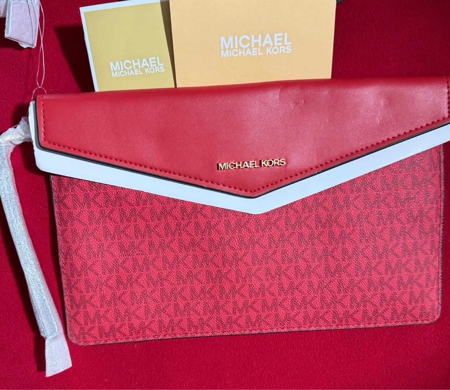 🌱 Michael Kors Tote Bag with Matching Wallet and Pouch - Red - photo 2