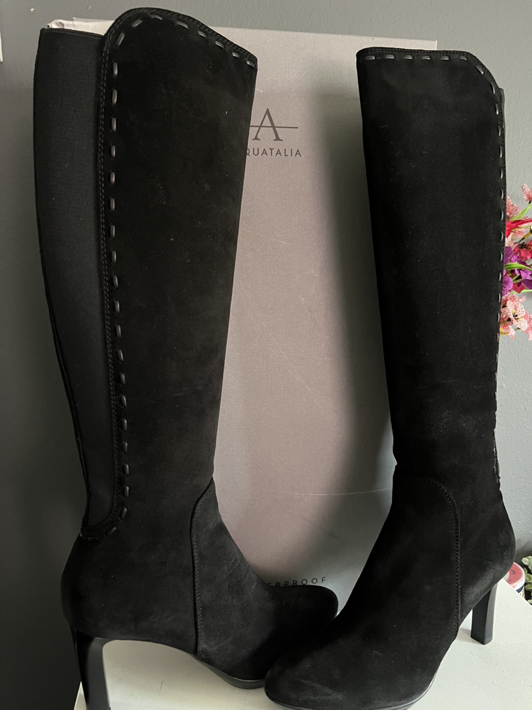 Aquatalia Black Suede Knee-High Boots - photo 2
