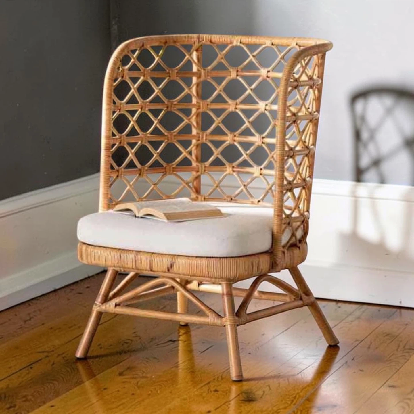 Rattan Woven Armchair with Cushion