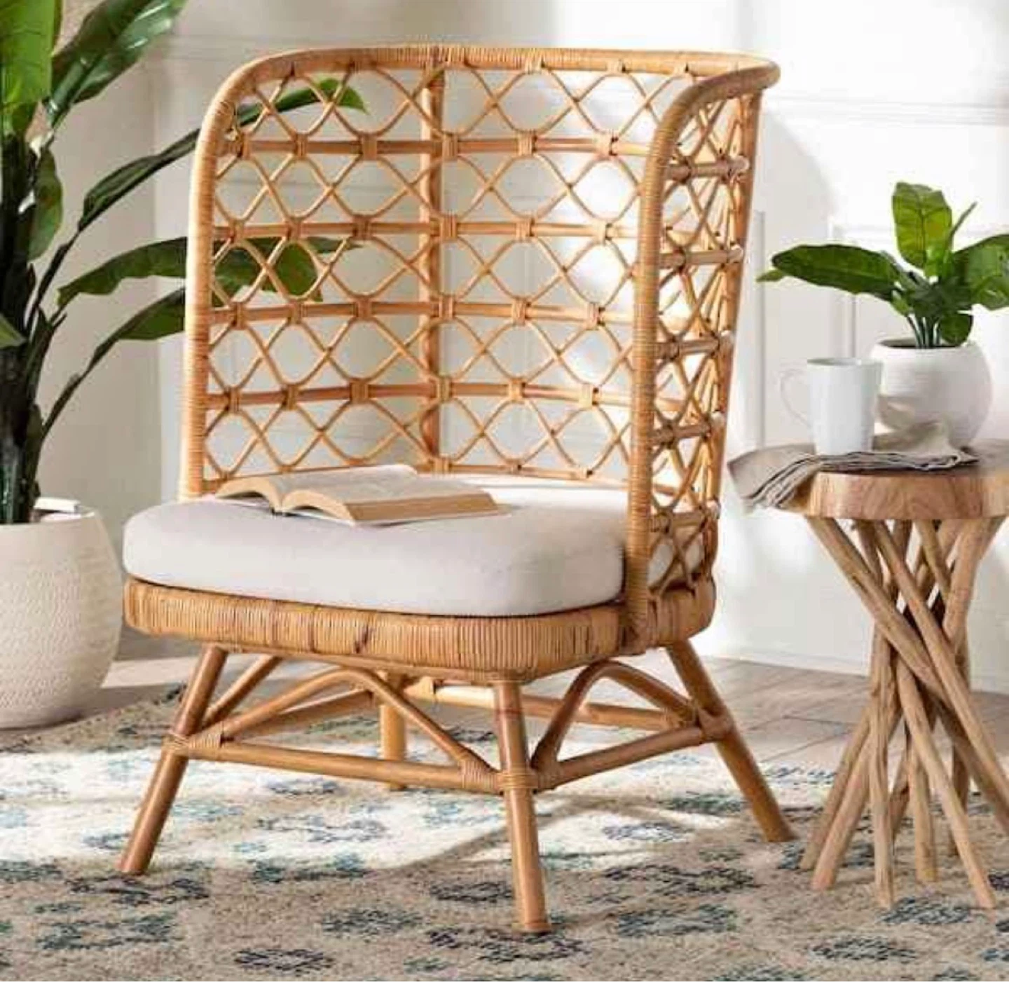 Rattan Woven Armchair with Cushion - photo 3