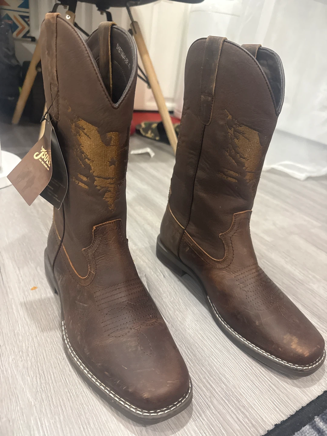 J. Sole Brown Leather Cowboy Boots - photo 2